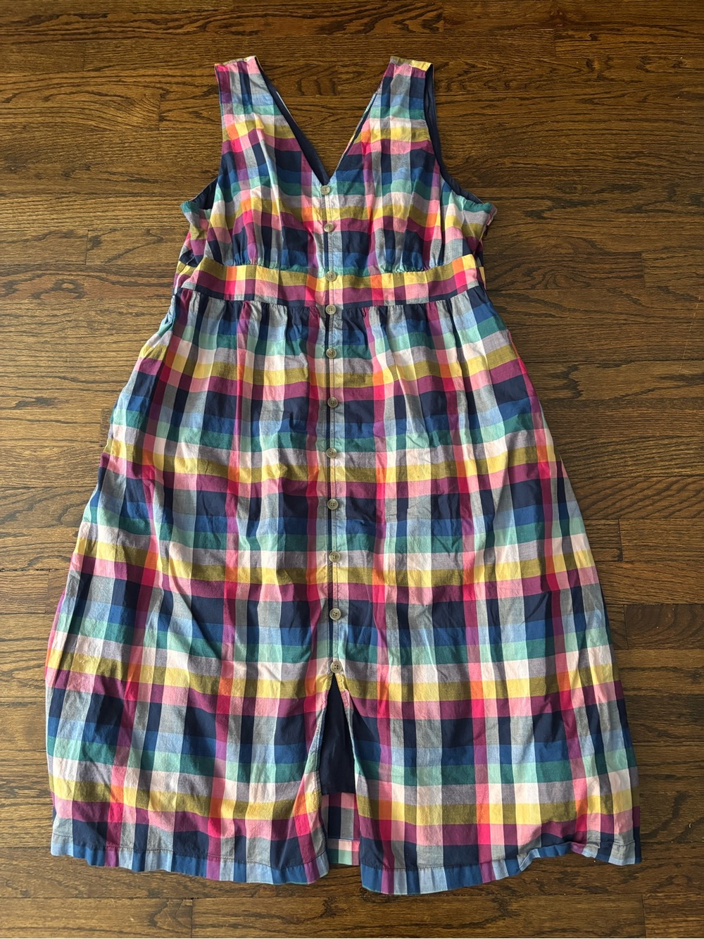 J Crew Multicolor Madras Cotton Plaid Sleeveless Plus Size Button Up Midi Dress